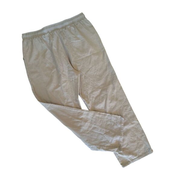 Khaki Sun Print Pull On Cotton Linen Hippie Trouser Pants Size Large - Picture 13 of 14